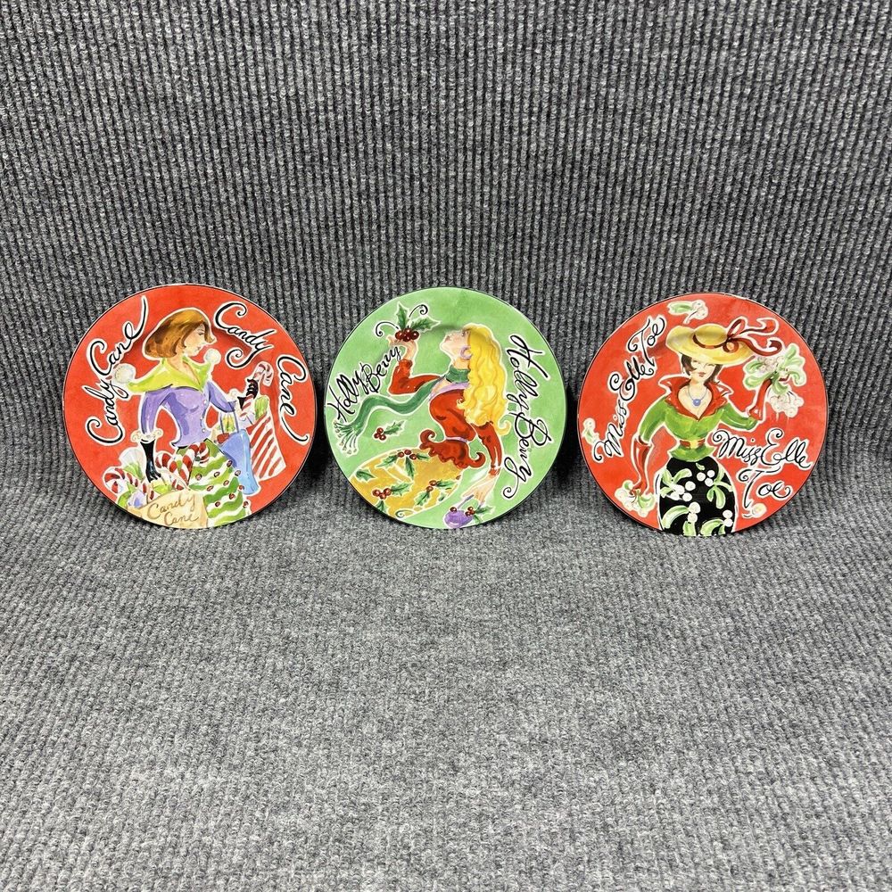 American Atelier At Home Jingle Belles 5419 Porcelain 8.25" Plates‎ Set of 3